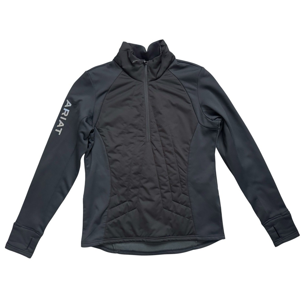 Ariat Ladies‎ 1/2 Zip Polyester Black Jacket w Thumb Holes Size L